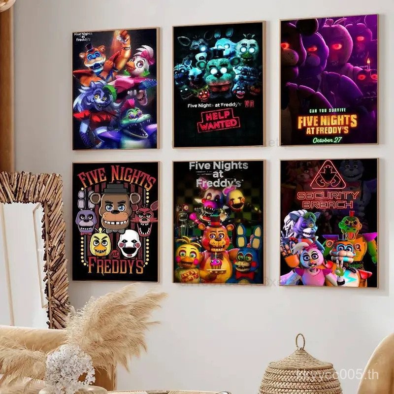 อะนิเมะ FF-Fnaf Five-nights-At-Freddys โปสเตอร์ Self-กาวศิลปะกระดาษกันน้ําสติกเกอร์กาแฟ House Bar Ro