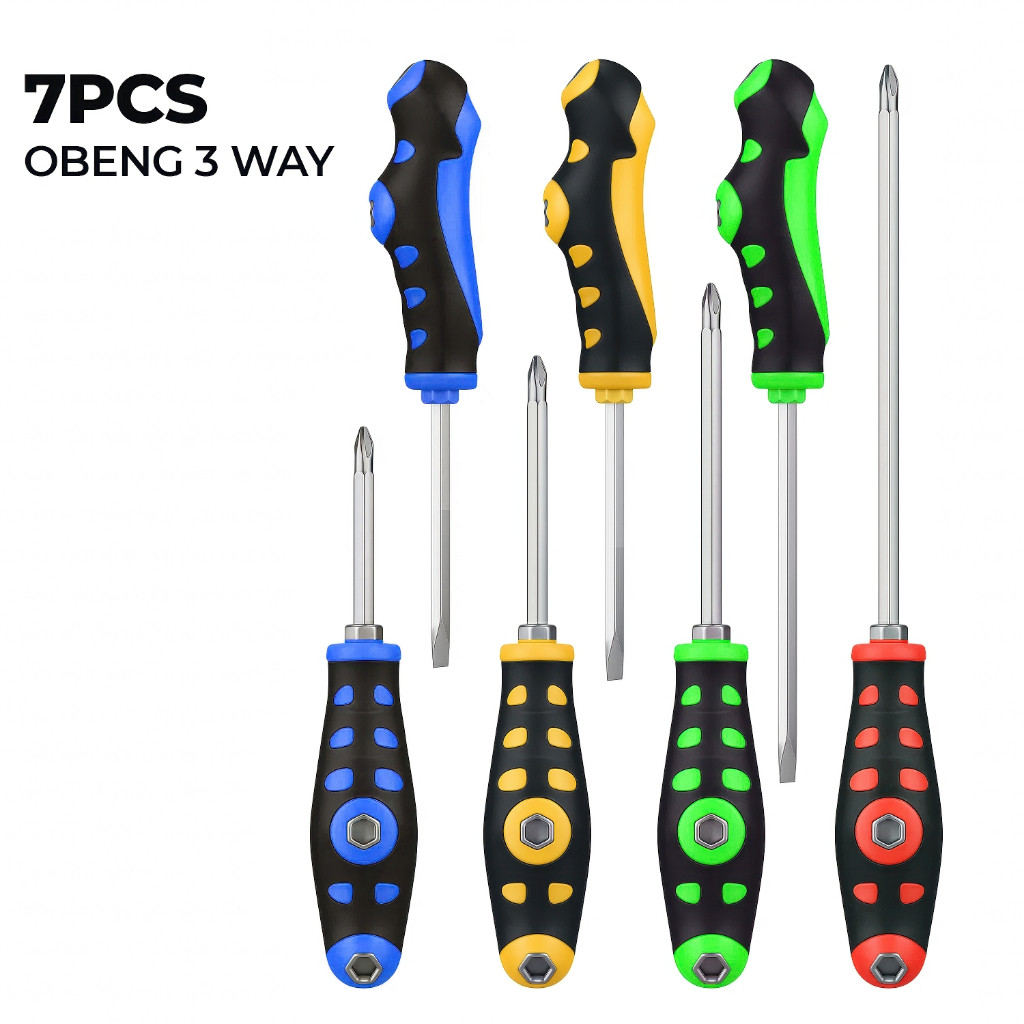 MATA ไขควง 3 ทาง 7 ชิ้นพร้อมที่จับกันลื่นและปลายคู่ - 6857