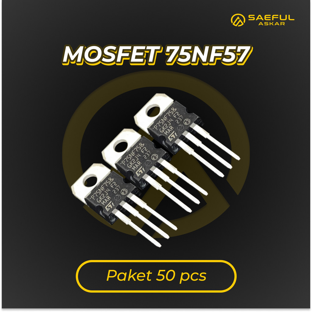 ทรานซิสเตอร์ Mosfet 75NF75 N-Channel สําหรับตัวควบคุมจักรยานไฟฟ้าเนื้อหา 50 ชิ้น