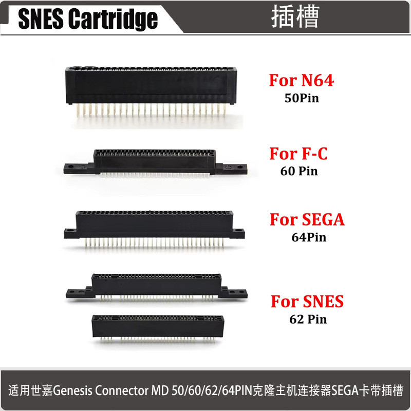 เหมาะสําหรับ SEGA Clone Host Connector SEGA Cassette Slot 50/60/62/64Pin Connector Slot