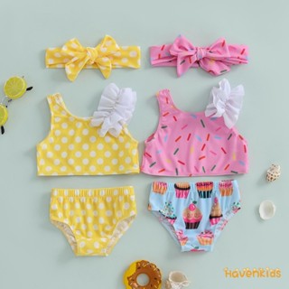 HaK-Kid ชุดว่ายน้ำ 2 ชิ้น แขนกุด ลาย Dot / Cupcake.Print สไต…