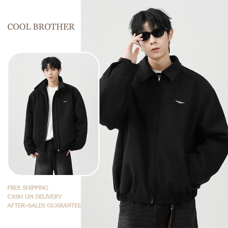 [COOL BROTHER]เสื้อแจ็คเก็ตสั้นสไตล์เกาหลี ปกซิปคู่ สำหรับทั้งชายและหญิง เสื้อแจ็คเก็ตผู้ชายเสื้อแจ็คเก็ตคุณภาพดีใหม่ Slim Casual ชุดเบสบอลเสื้อ L-2XL