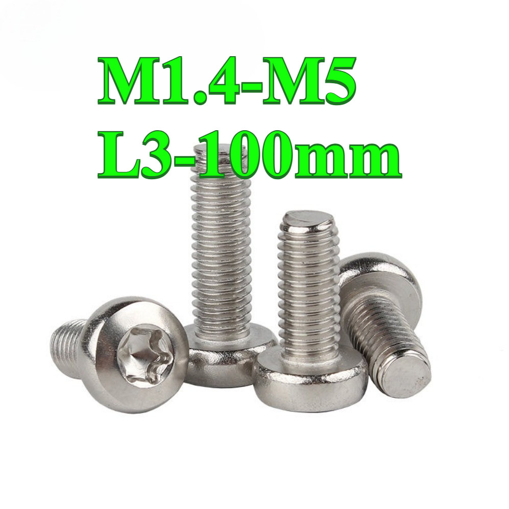 สกรูเครื่องหัวกระทะ Torx สแตนเลส 304 M1.4-M5 * L3-100mm (PW-JS-TH)