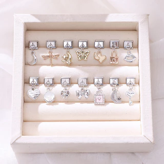 ชุดจี้อิตาลีเงินสีชมพูพร้อมสร้อยข้อมือสแตนเลส 9 มิลลิเมตร เพิ่มบุคลิกภาพให้คุณดูย้อนยุค