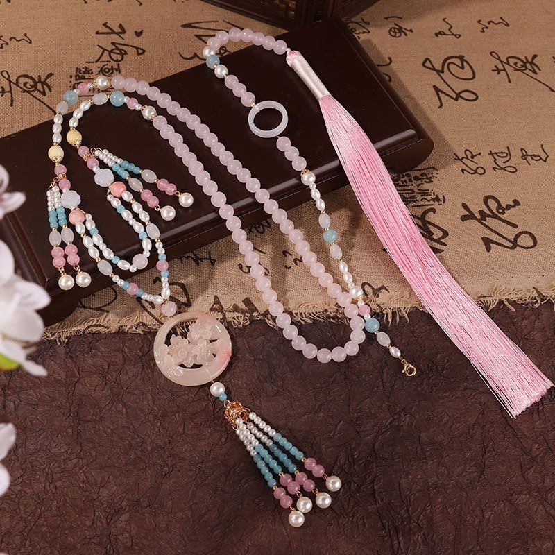 Hanfu Yingluo Super Long Lumen All-Match Ming Made อุปกรณ์เสริมสร้อยคอ