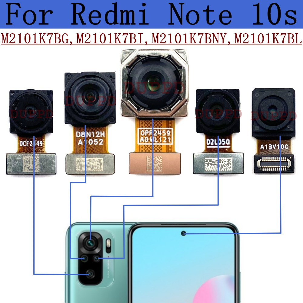 กล้องหลักด้านหลังสําหรับ Xiaomi Redmi Note 10s กล้องเซลฟี่ด้านหน้า M2101K7BG, M2101K7BI, M2101K7BNY,