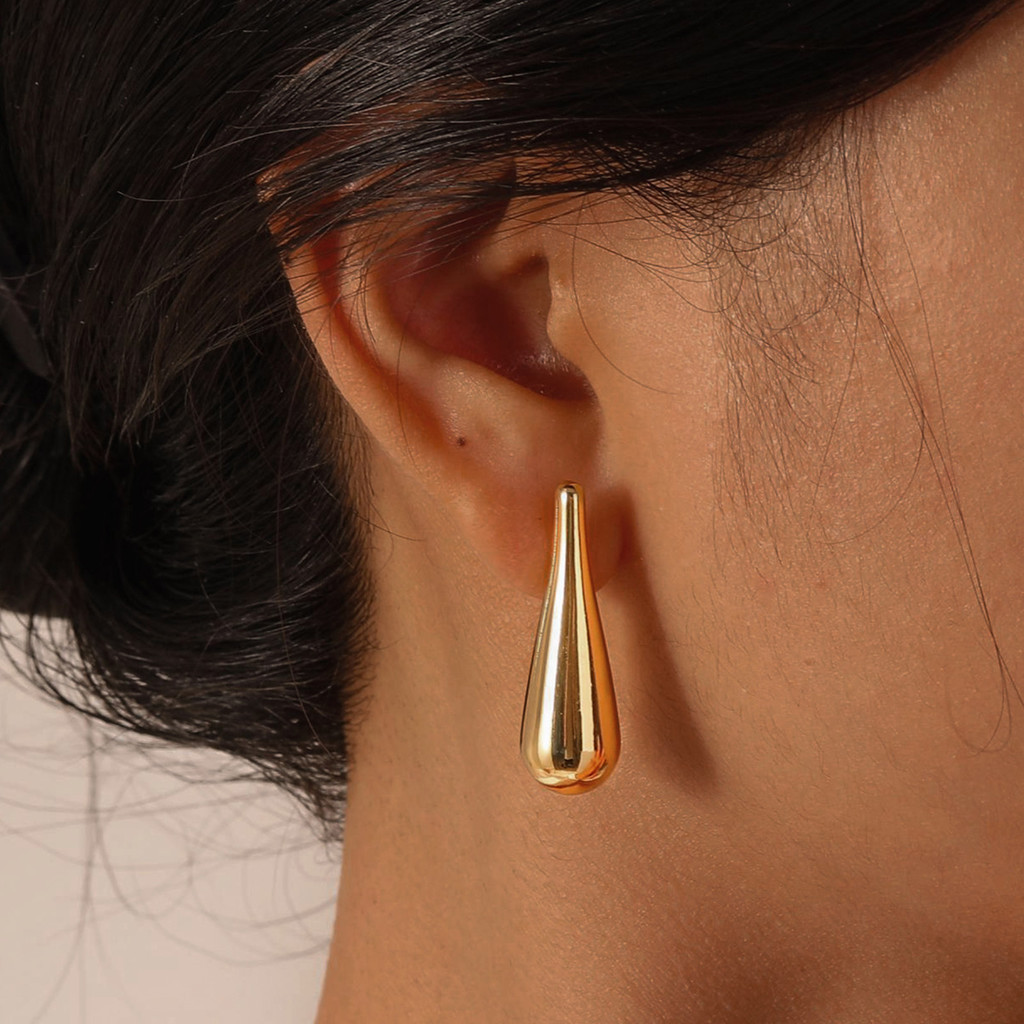 Vnox 18K Gold Waterdrop Dangle ต่างหูผู้หญิงสาว,Hypoallergenic สแตนเลสเรขาคณิต rendy เครื่องประดับของขวัญ