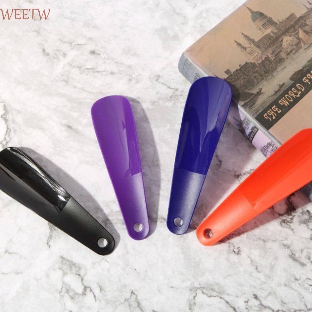 Weekw 2 ชิ้น Shoehorn, ที่จับสลิปรูปร่างช้อนพลาสติก, เครื่องมือยกรองเท้าทนทาน Slip 16 ซม. ตัวยกรองเท้าแบบยืดหยุ่น Home