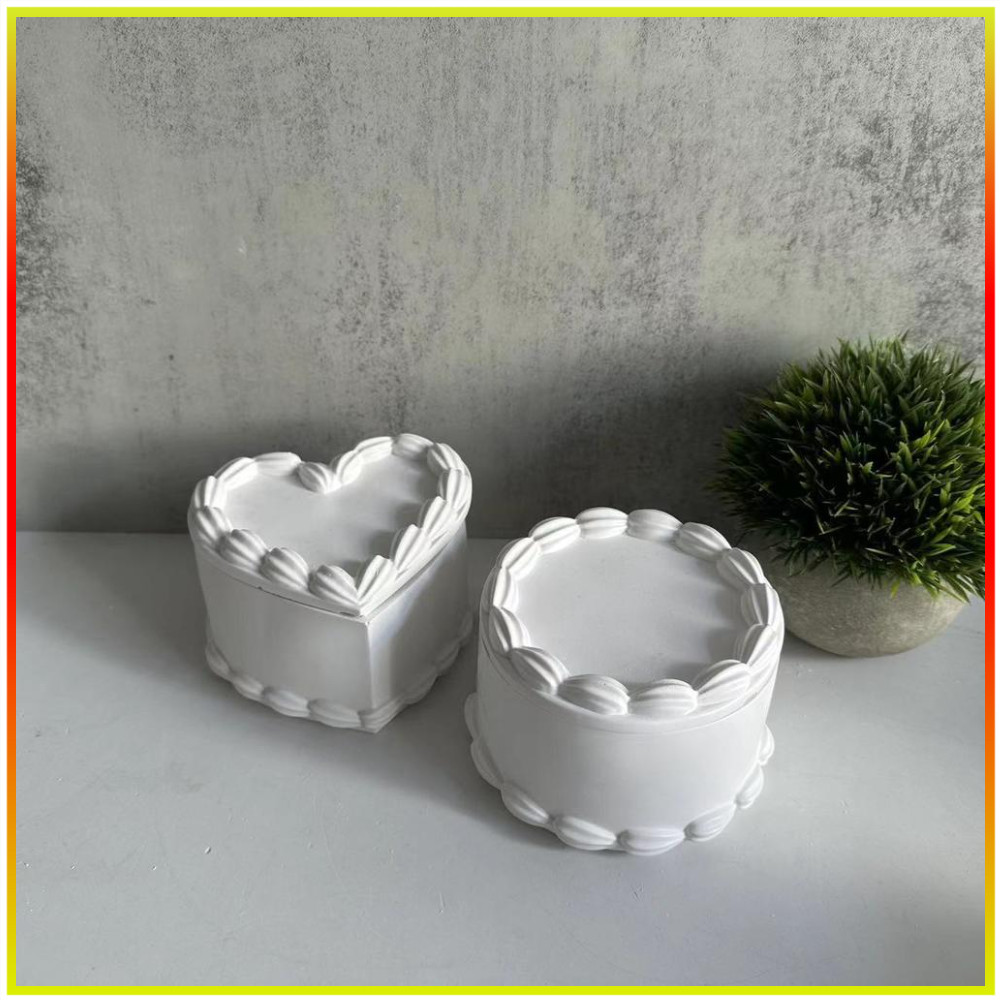 Diy หัวใจและรอบเค้กซิลิโคนแม่พิมพ์พร้อมฝาปิดสําหรับขวดเก็บ-หัตถกรรมดินและเรซินหล่อแม่พิมพ์แนวโน้มตอนนี้