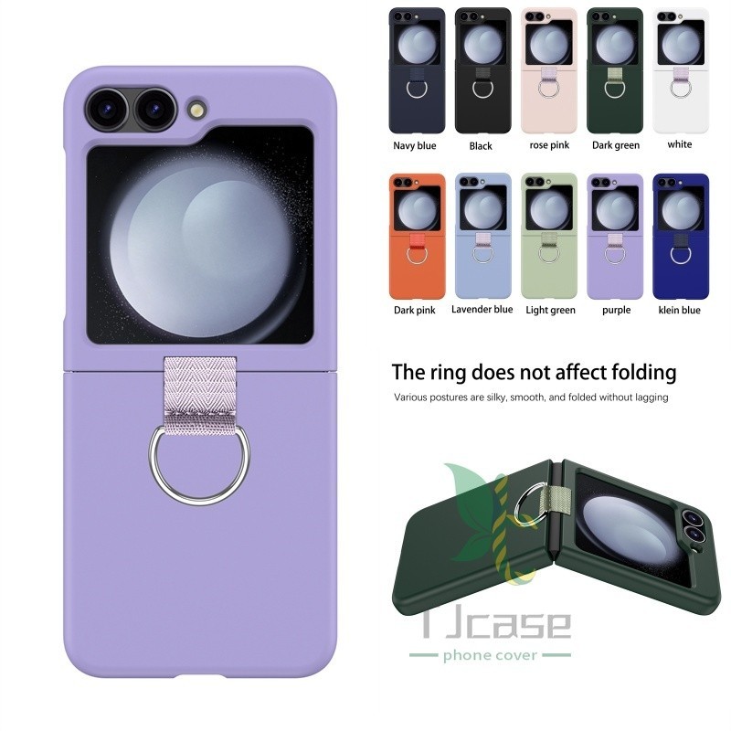 Slim Candy Color Ring holder case cover Samsung Galaxy Z Flip 6 Z Flip 5 Z Flip 4 Z Flip 3 เคสพีซีแบ