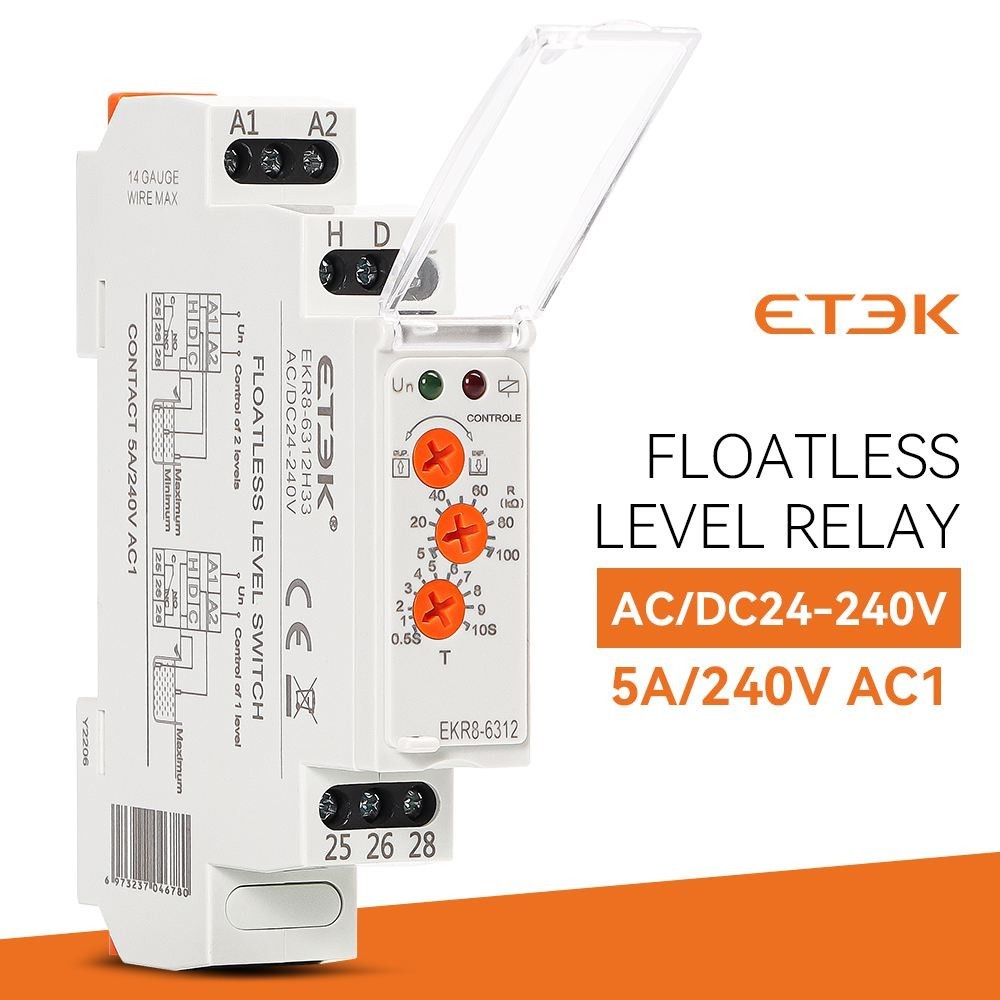 ☆ETEK Floatless Water Level Relay Switch Electronic Type 3 Knob Working Voltage 24-240VAC/DC 0.5S-10