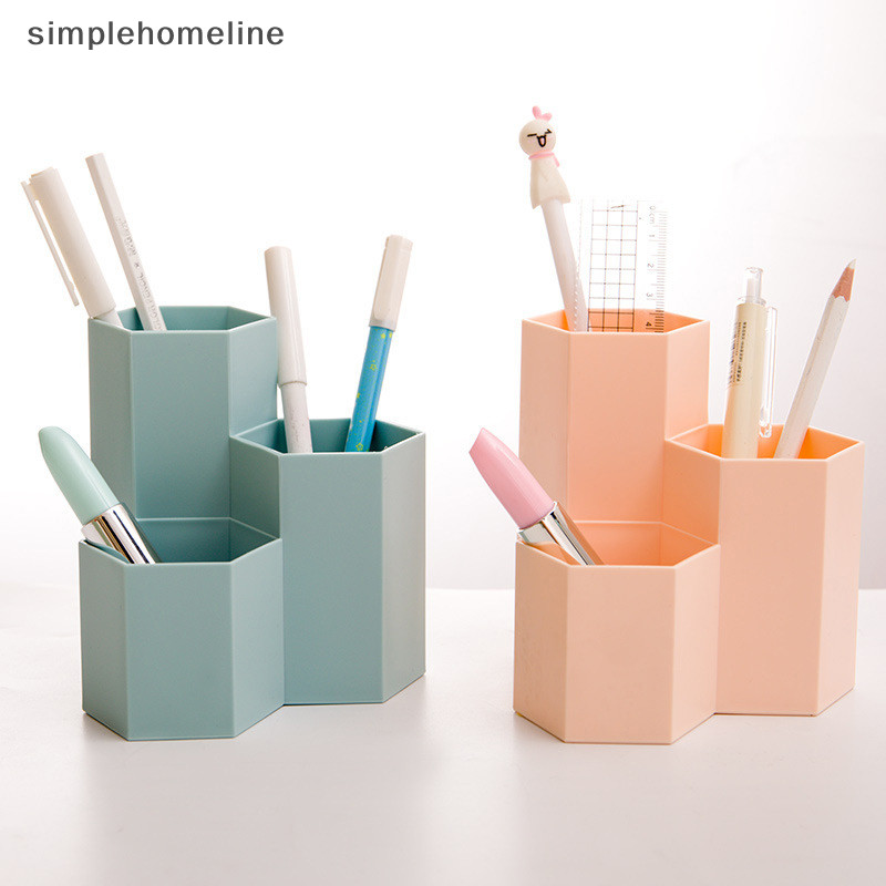 [simplehomeline] ที่ใส่ปากการังผึ้งฝ้าเรียบง่ายความจุขนาดใหญ่กล่องเก็บของเครื่องเขียนตั้งโต๊ะอเนกประสงค์อุปกรณ์สํานักงานสต็อกใหม่