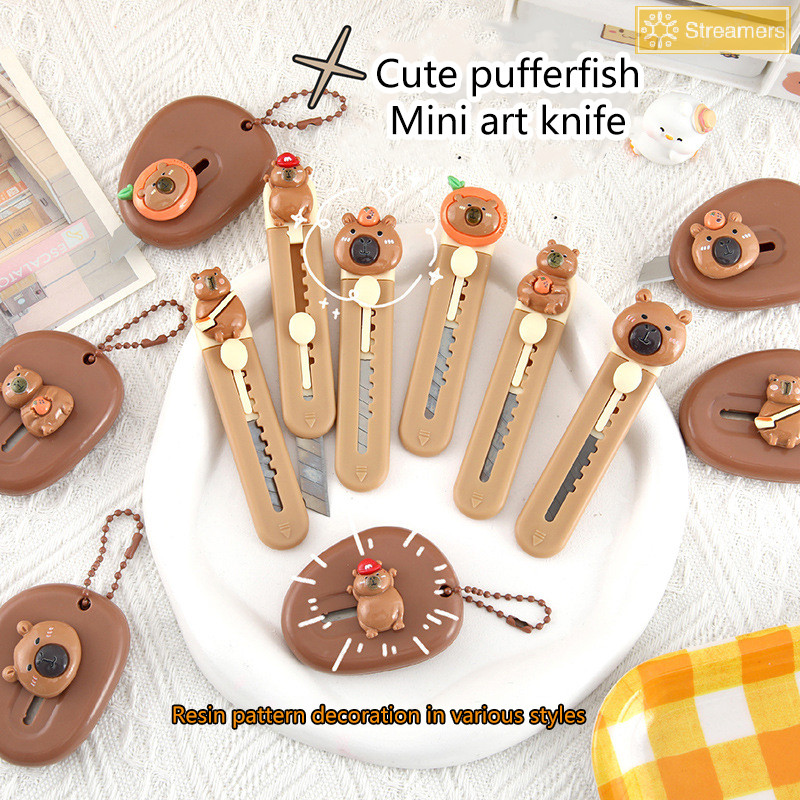 {Streamers} Kawaii Mini Cappybara แบบพกพา Sharp Open-box Artifact ห่อกระดาษน่ารักยูทิลิตี้ใบมีดรีฟิลใหม่
