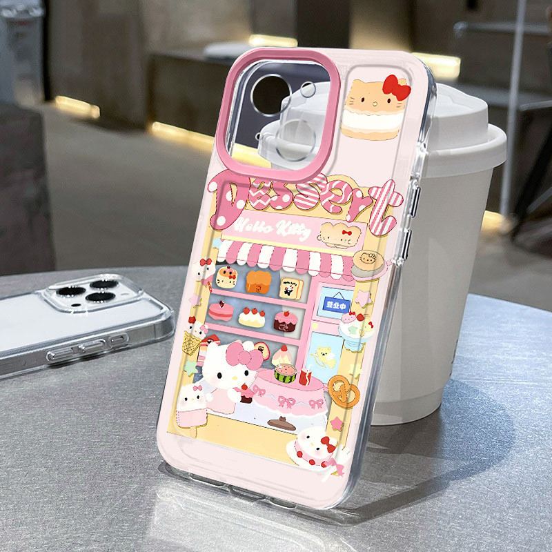 เค้ก House Hello Kitty ปลอกสําหรับ IPhone Case 15 14 13 12 11 Pro Max X XR XSMAX SE 2020 8 7 Ip 6S 6 Plus น่ารักตลกซิลิโคนกันกระแทกเคสโทรศัพท์