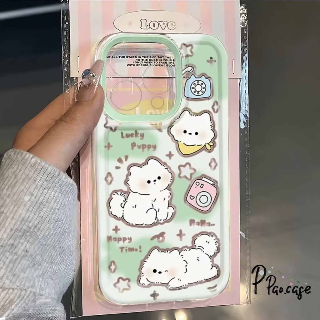 กล้องลูกสุนัขโชคดีเคสดาวเข้ากันได้กับ IPhone 8Plus XR 11 7Plus 13 15 14 Pro Max XS Max 15 Plus X 14 7