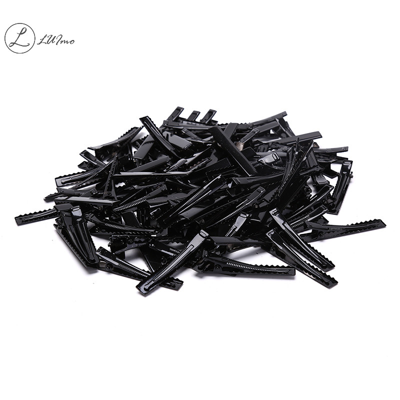 Luimo 100 ชิ้นกิ๊บสีดําเดี่ยวง่ามจระเข้ Hairpin Blank Setg กิ๊บติดผมใหม่