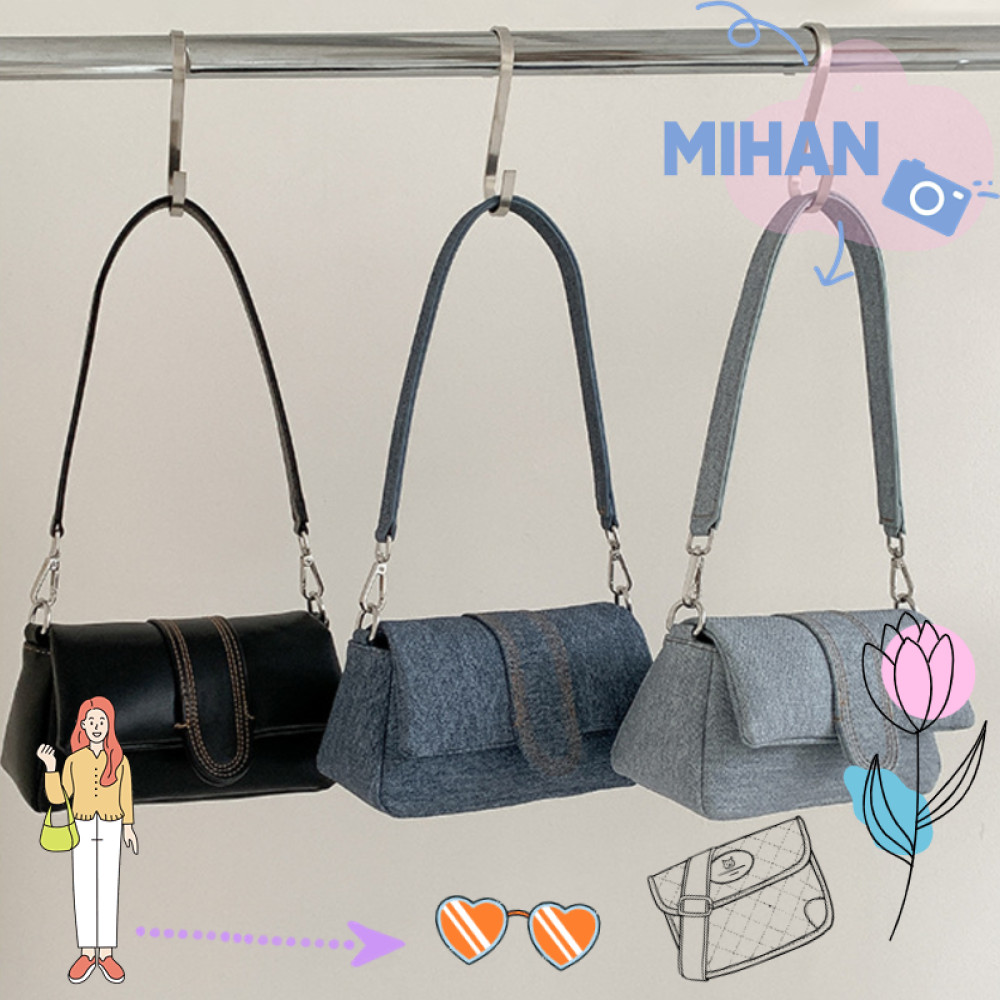 Mh Flap Underarm Bag, Denim Cloth Square Shape Denim Cloth Shoulder Bag, Dacron Fashion Handheld Bag