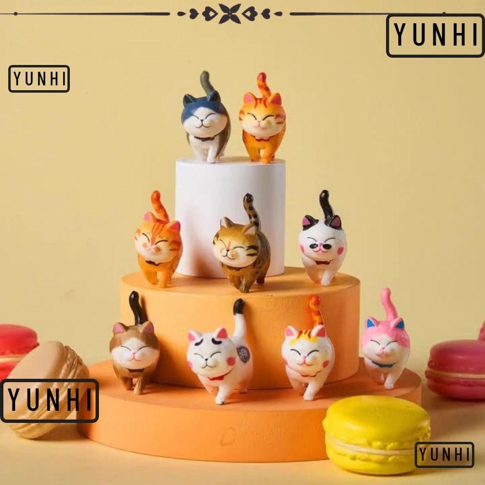 Yunhi ตุ๊กตา, เครื่องประดับแมวตั้งโต๊ะตกแต่งบ้าน, โมเดลลูกแมวขนาดเล็ก PVC แฮนด์เมดสร้างสรรค์