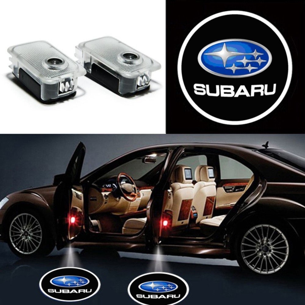2 ชิ้น LED รถประตูสําหรับ Subaru Forester SJ SK Outback Legacy BM BR BN BS XV Impreza Tribeca โลโก้อัตโนมัติยินดีต้อนรับโคมไฟโปรเจคเตอร์