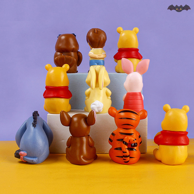 [PE] 10 ชิ้น Disney Anime Figure Winnie The Pooh Tigger Piglet Birthday Cake Decorative TH