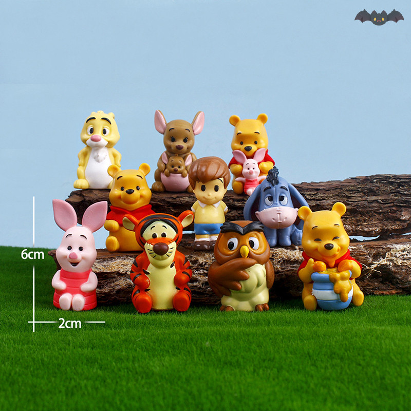 [PE] 10 ชิ้น Disney Anime Figure Winnie The Pooh Tigger Piglet Birthday Cake Decorative TH