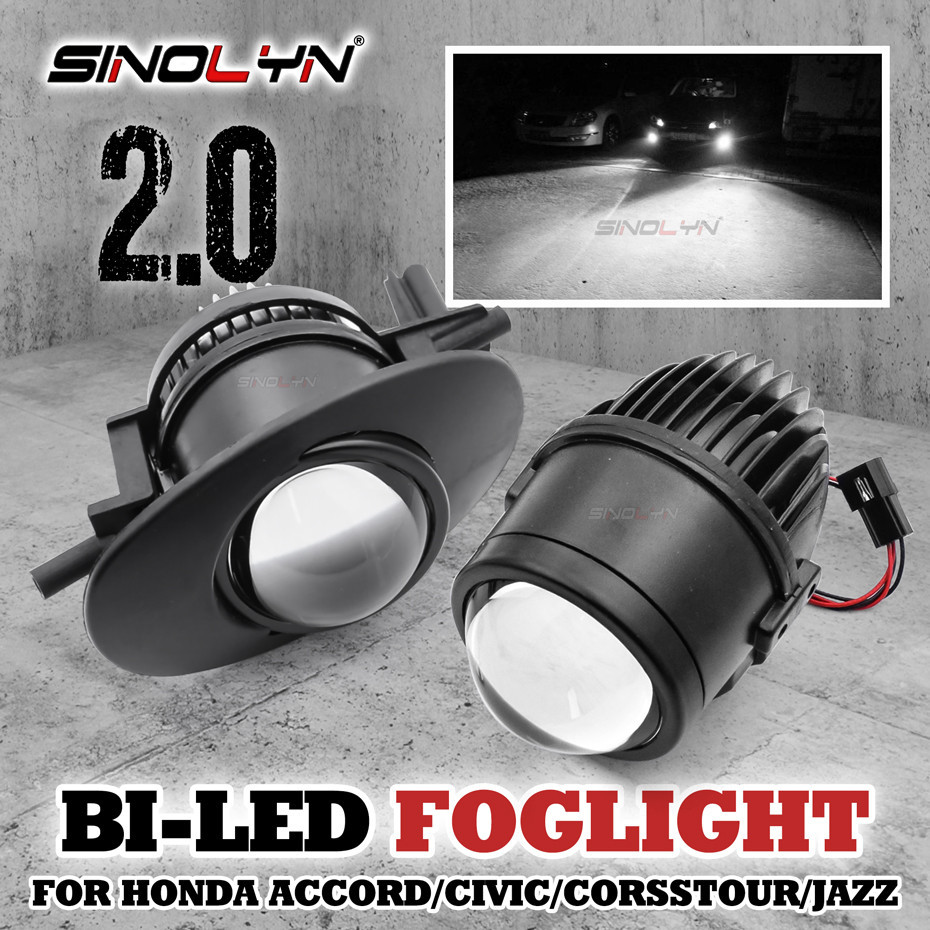 Bi LED หมอกโคมไฟสําหรับ Honda Accord/ Civic/ Fit/ Jazz/ Crosstour 2 นิ้ว LED Spotlight ขับรถโคมไฟหมอ