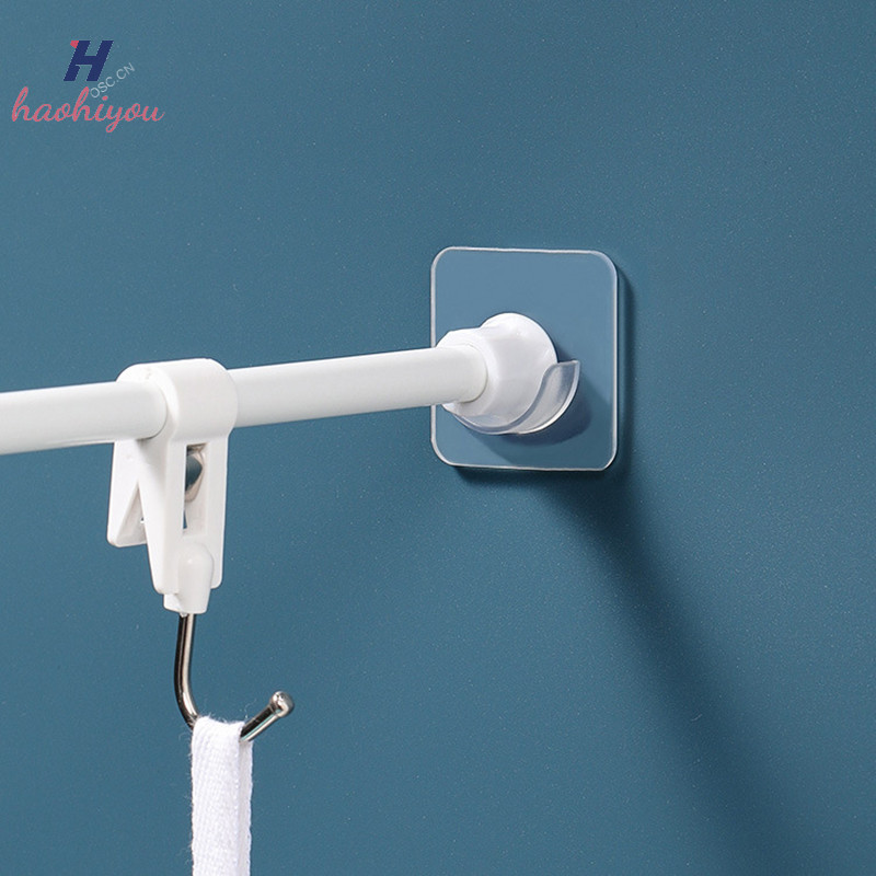 <haohiyou> Strong Curtain Rod Holder Hooks สําหรับผนังกาวห้องน้ํา Shower Rod Tension Retainer ไม่มีเ