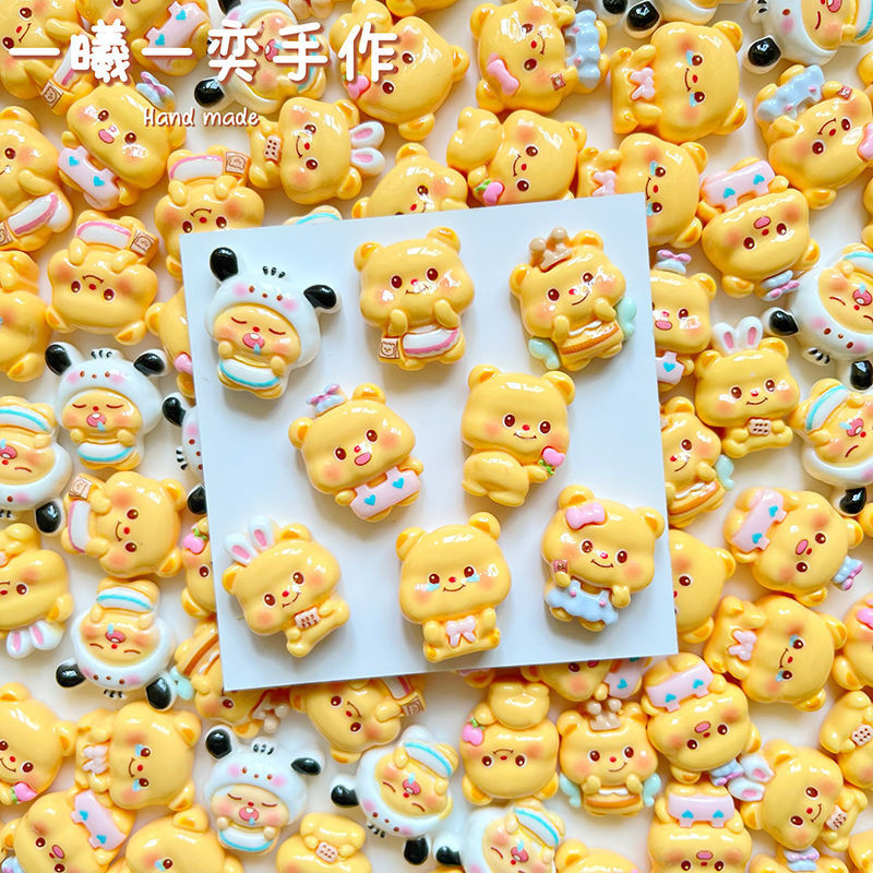 อุปกรณ์เสริมเรซินลายการ์ตูนเนยหมี DIY ครีมเจลเคสโทรศัพท์กิ๊บติดผมรูรองเท้าเครื่องประดับแก้วน้ำ