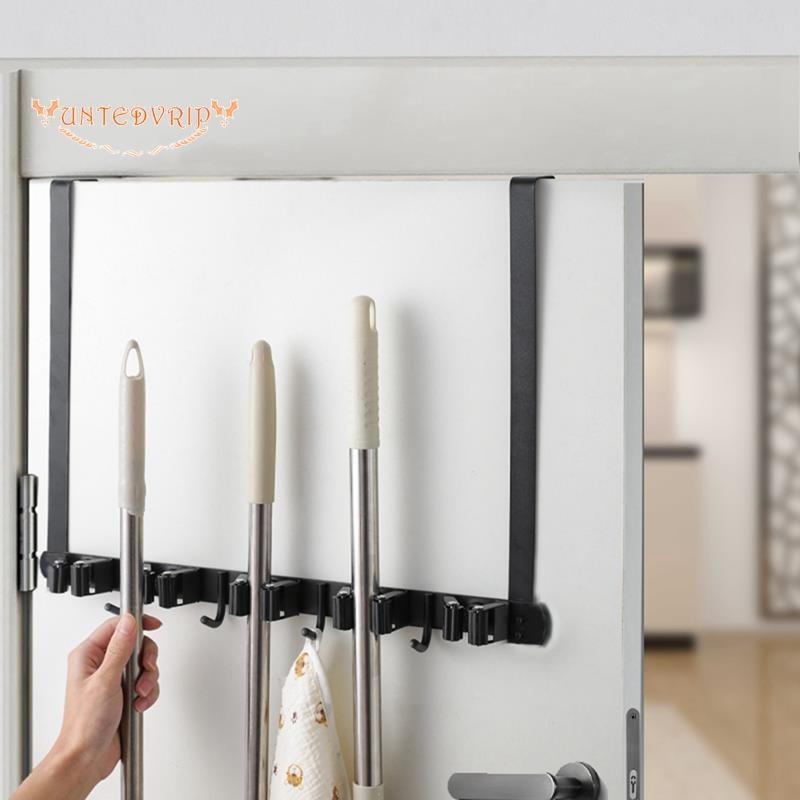 untedvripBroom Holder Door Mount, Over The Door Broom Broom Holder And Mop Holder With 2 Over Door H