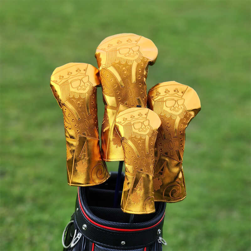 การ์ดเล่น Golden King Golf Club Cover Head Cover Lucky Wood Cover Ball Head Protective Cap Cover