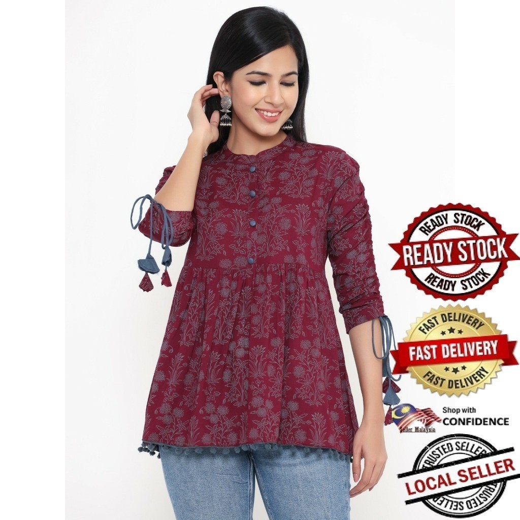 Kurti Indian Women Kurtis Top Saree Sari Punjabi ชุดสําเร็จรูป Kurti UD39339APTP