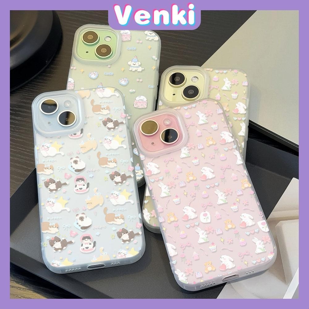 Venki - เคสใส iPhone15 11 Pro Max iPhone เคสใสด้านป้องกันรอยนิ้วมือ TPU นิ่ม การ์ตูนสัตว์น่ารักเต็มหน้าจอ เข้ากันได้กับ iPhone14 13 12 Pro max XS XR 7 8 Plus