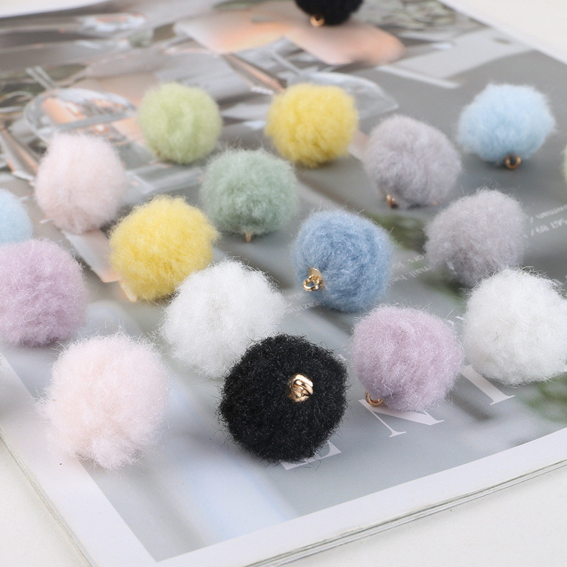 สีล้วนนุ่มน่ารักขนลูกกลมฤดูใบไม้ร่วงและฤดูหนาวสีลูกกวาดอบอุ่น DIY เครื่องประดับแฮนด์เมดต่างหูเชือกผมวัสดุ
