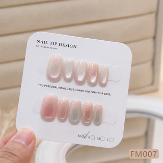 10 ชิ้น/เซ็ตเล็บปลอมพร้อมสติกเกอร์กาวแมวตาเล็บปลอมทําด้วยมือ