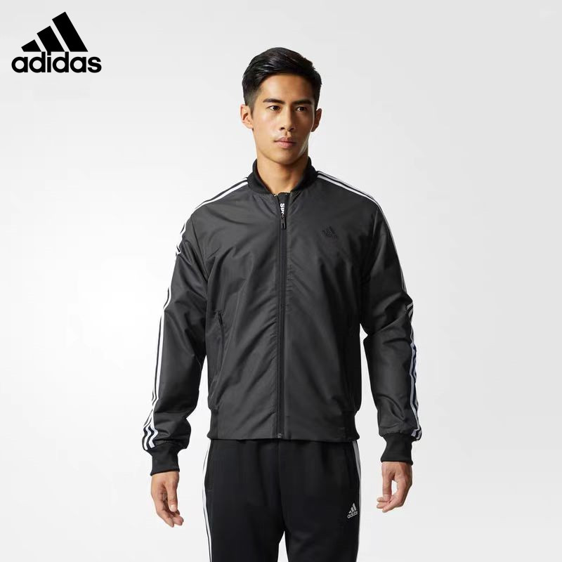 Adidas Mens Sport Quick-drying Windbreaker Couple Classic Three-stripe Jacket