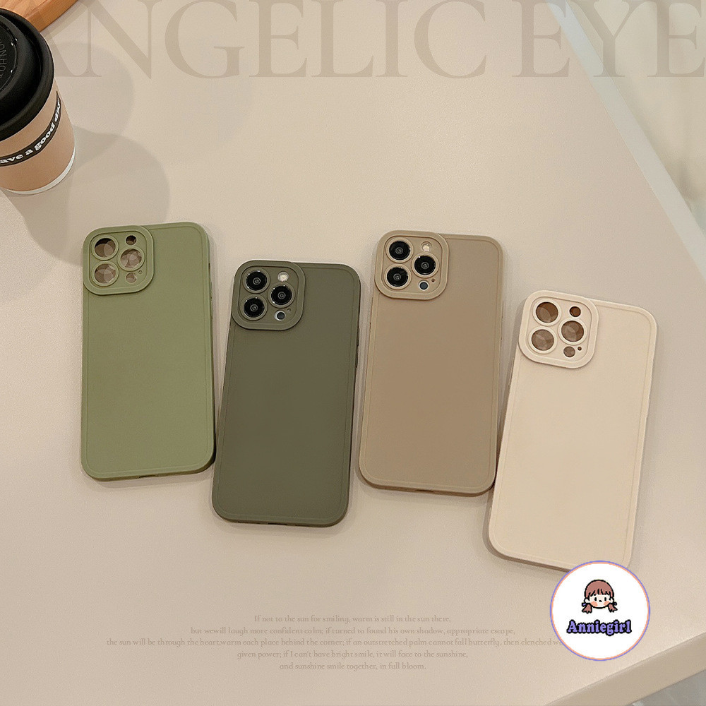 Simple สีทึบซิลิคอนเคสโทรศัพท์สําหรับ IPhone 11 15 14 Pro MAX 12 13 Promax XS MAX XR 8 7 Plus Matte เลนส์ป้องกันโทรศัพท์นุ่มปกหลัง