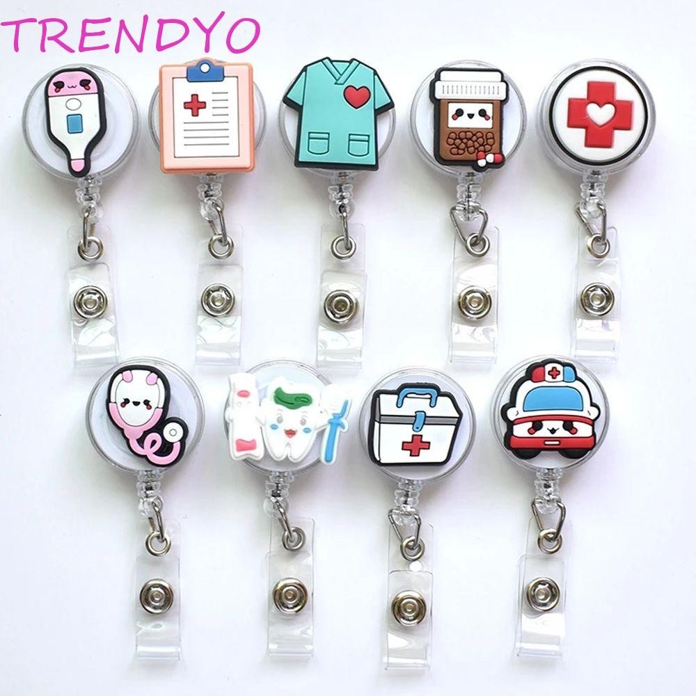 Trendyo Retractable Badge Reel อุปกรณ์การเรียนน่ารักชื่อผู้ถือบัตรนักเรียนการ์ดพยาบาลหมอคลิปการ์ดทํางาน ID คลิป