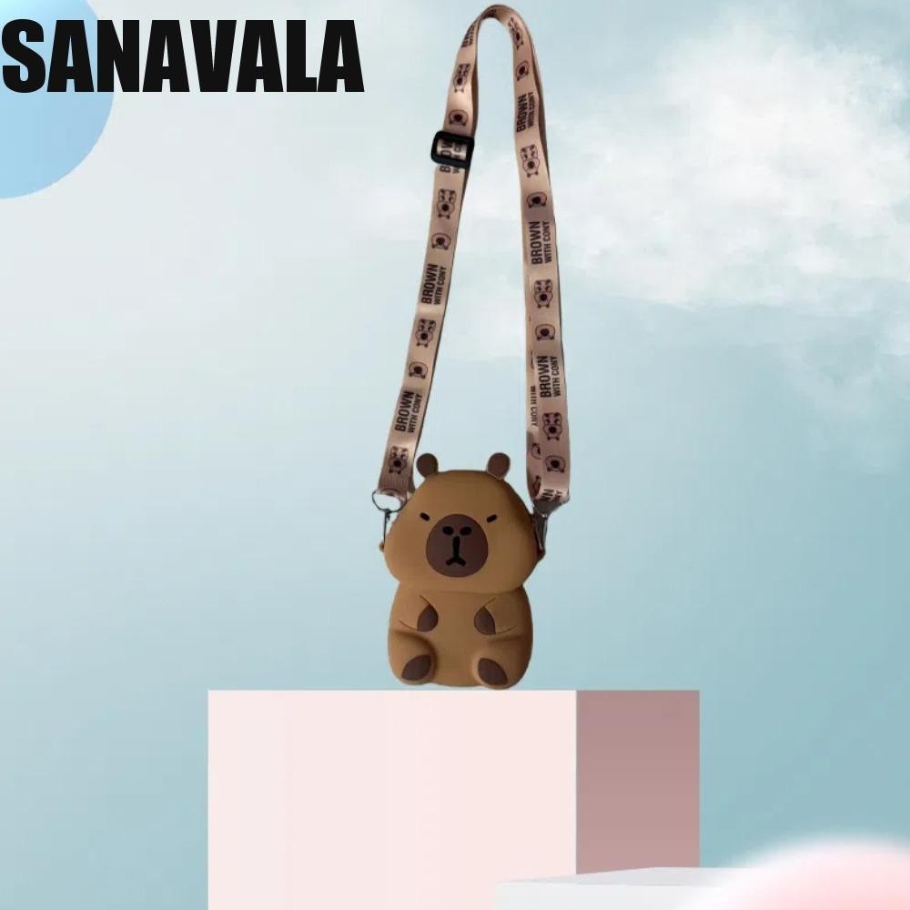 Sanavala Capybara กระเป๋าสะพาย, Zero กระเป๋าสตางค์การ์ตูน Capybara Crossboday กระเป๋า, น่ารักซิลิกาเจลตุ๊กตาสายรัดปรับได้ Kawaii สัตว์กระเป๋าสาว