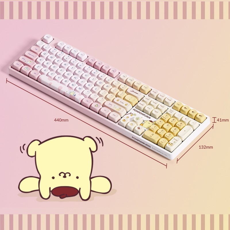 Akko X Pompompurin Limited Edition 5108B Plus คีย์บอร์ดไร้สายขนาดเต็มพร้อมโปรไฟล์ RGB MOA แบบถอดเปลี่ยนได้ PBT Dye-Sub Keycaps