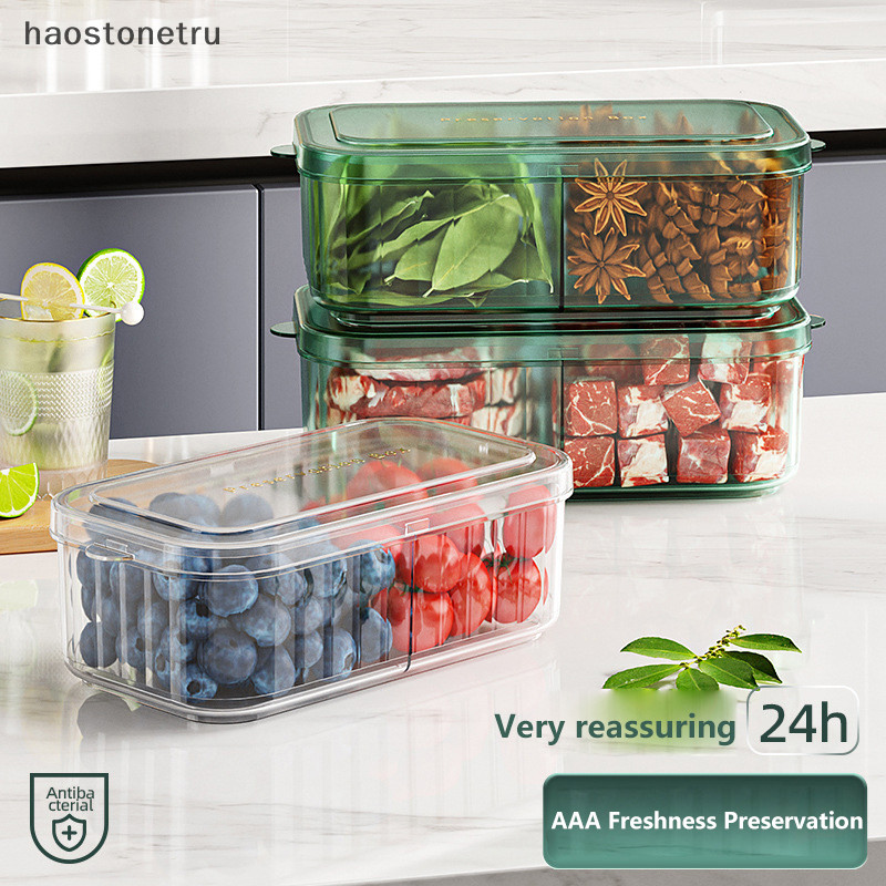 Ost 2 กริดตู้เย็นผลไม้แช่แข็งเนื้อผักรั่วอิสระบรรจุพร้อมฝาปิดรั่ว Fresh Seal เครื่องปรุงรสกรณี N
