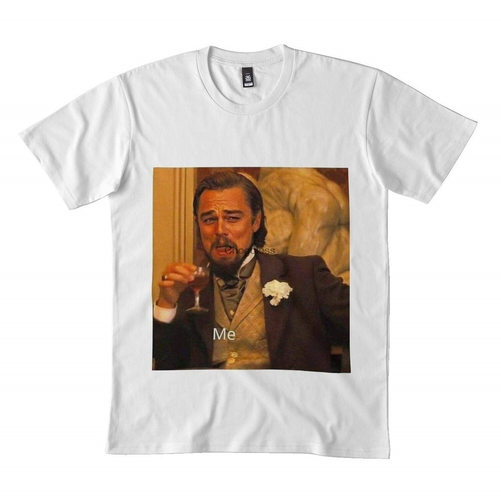 Leonardo Dicaprio Django Laughing Meme DMN เสื้อยืด bl Black