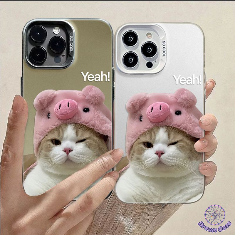 การโชว์หมวกหมูตลกน่ารักแมวคิตตี้เคสสำหรับ Samsung A15 A05 A05s A14 A02s A04s A53 A03s A55 A03 A24 A13 A54 A34 A60 A32