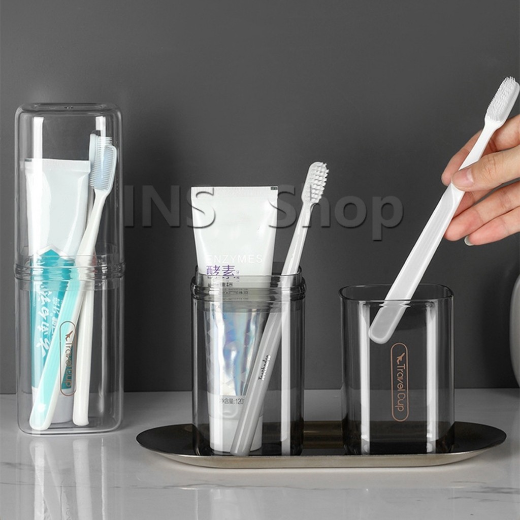 INS กล่องแปรงสีฟันเดินทาง แบบโปร่งแสง กล่องเก็บของแบบพกพา toothbrush box