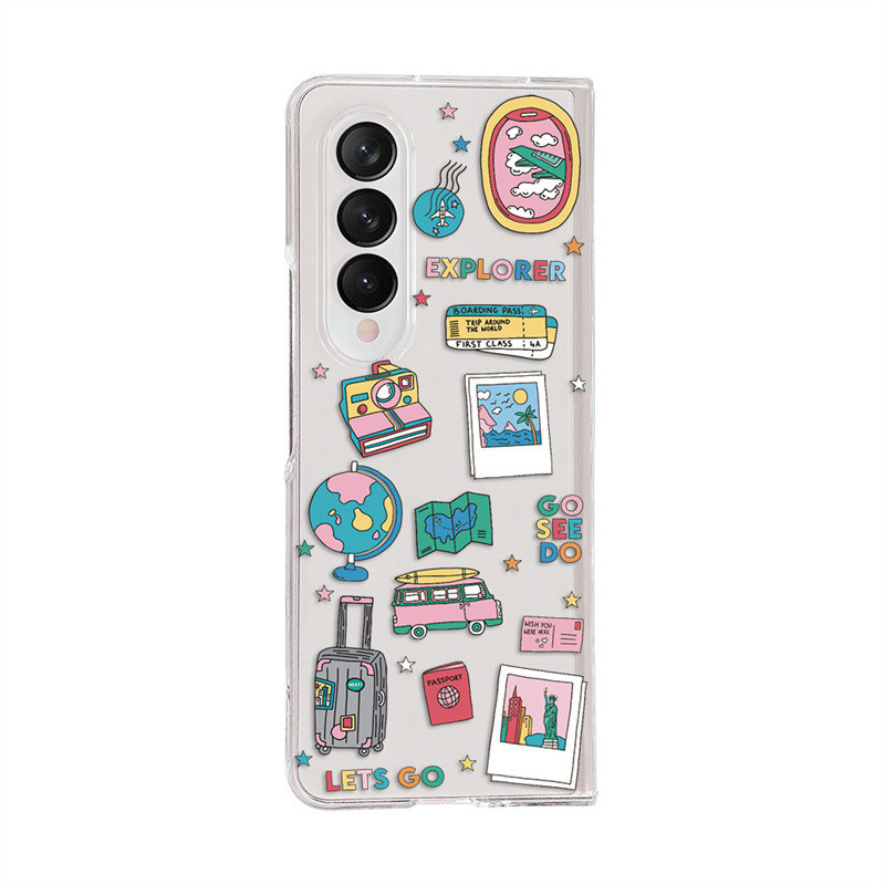 สําหรับ Samsung Galaxy Z Fold 3, Z Fold 4, Z Fold 5, Z Fold 6, เคสโทรศัพท์แบบพับได้รูปแบบฉลาก Nostalgic, PC คุณภาพสูงโปร่งใสฮาร์ดฝาครอบป้องกัน ราคา ถูกที่สุด ดีลบีเคเค แกลเลอรีภาพที่ 8