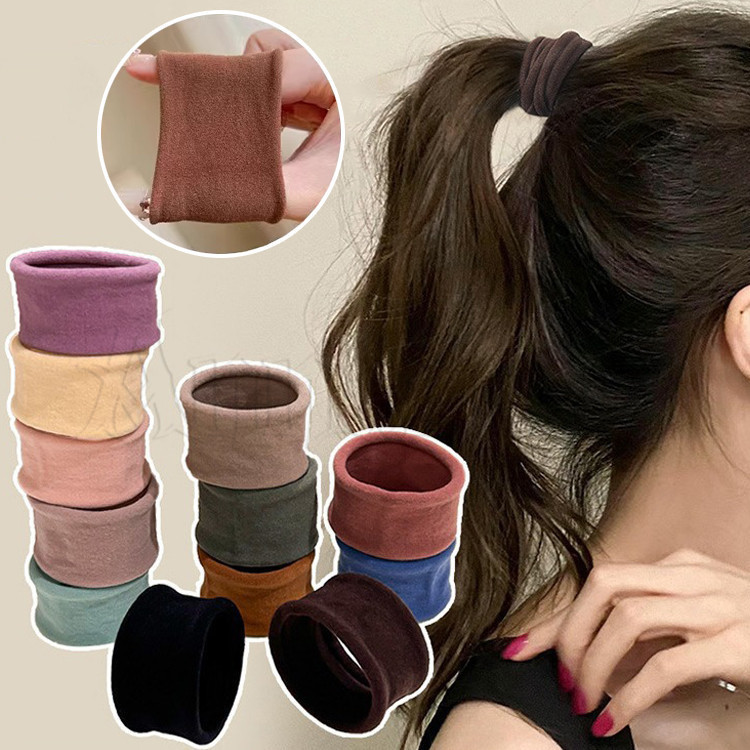 [3-5 วันมาถึง] 5ชิ้นยืดหยุ่นสูงไม่มีรอยต่อเชือกผมกว้าง- โมรันดี สียางรัดผม-สไตล์เกาหลีผ้าขนหนูนุ่มผูกผม-สําหรับสาว- ไร้ร่องรอย ผู้ถือหางม้าห่วงผ
