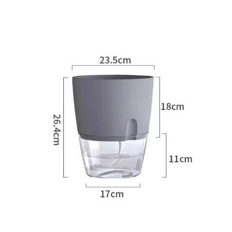 ตนเองรดน้ํากระถางดอกไม้บ้านพลาสติก ไฮโดรโปนิกส์ โปร่งใสสองชั้นหม้อกับเชือกฝ้าย - รูปที่ 5