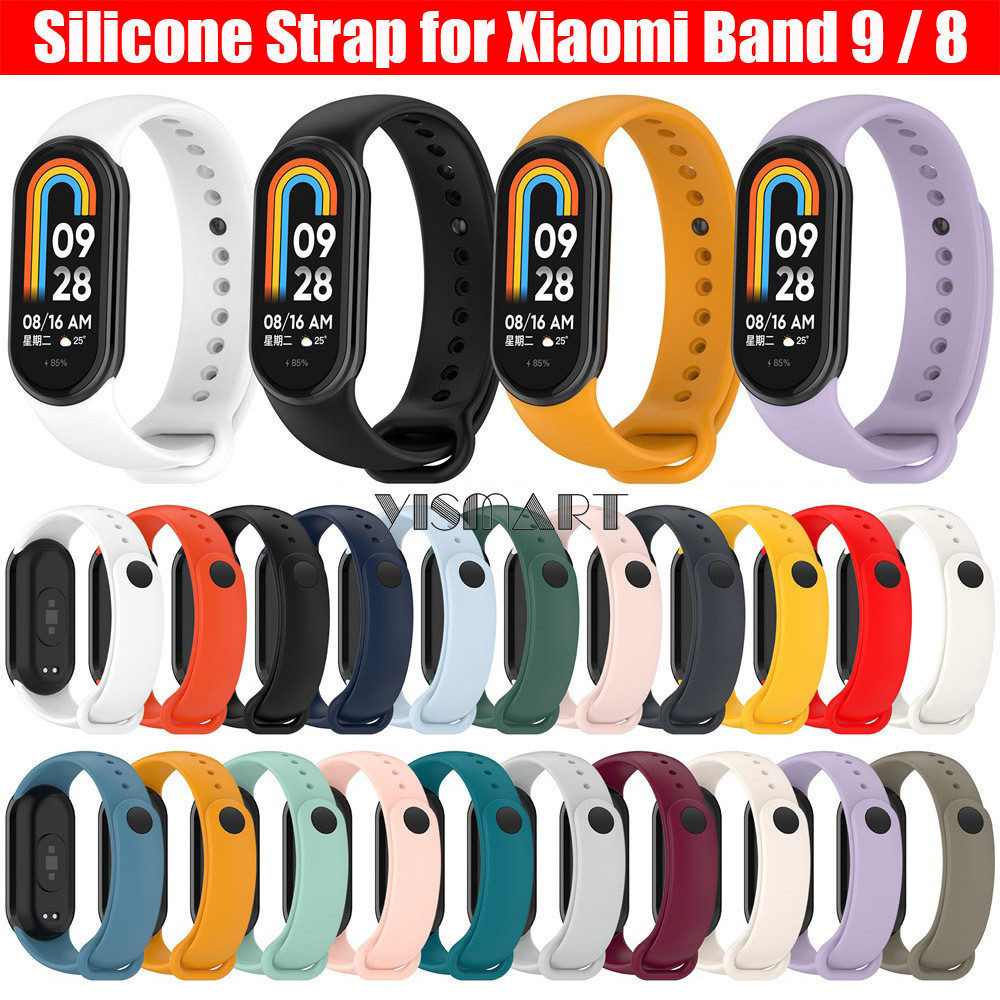 สายรัดซิลิโคนสําหรับ Xiaomi Mi Band 9 8 NFC สายรัดกีฬาสร้อยข้อมือสายรัดข้อมือสําหรับ Xiaomi Smart Band 8 เปลี่ยนสายนาฬิกาอุปกรณ์เสริม