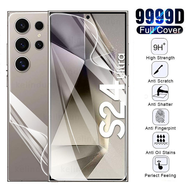 2 in 1 ฟิล์มไฮโดรเจลกันรอยหน้าจอ หน้า หลัง สําหรับ Samsung Galaxy S25 S24 S23 S22 S21 S20 S10 S9 S8 Plus Ultra Note 20 Ultra 10 9 8 Plus FE