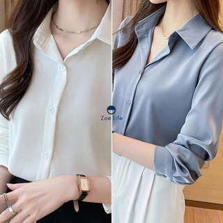เสื้อเชิ้ตไหมแท้แขนยาว ใหม่ล่าสุด ทรงสวย หรูหรา สำหรับฤดูใบไม้ร่วง