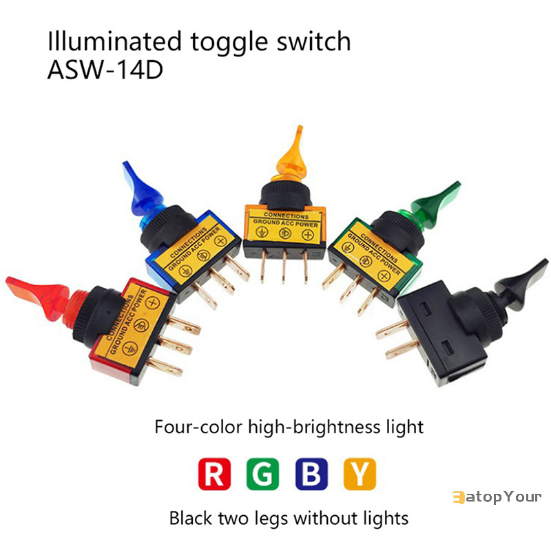 Eatopyour] 12V LED Toggle Switch 3-Pin 10A 3-Pin ASW-14D Short Handle พร้อมไฟ LED ใหม่